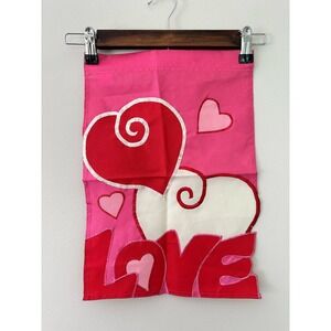 Hearts Love pink Garden Flag Small Vintage